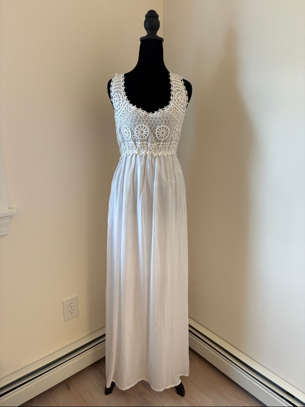 VENUS White Crochet Bodice Maxi Dress